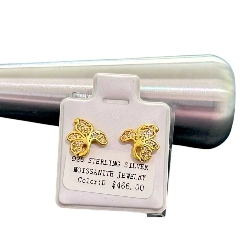 NWT Moissanite 1mm 0.2ct VVS1 925 Sterling Silver GRA Certified Earrings - Picture 8 of 9